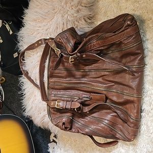 ⭐️Zibba chocolate brown large tote weekender Zipper bag